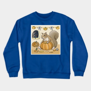 Pumpkin carving squirrel Crewneck Sweatshirt